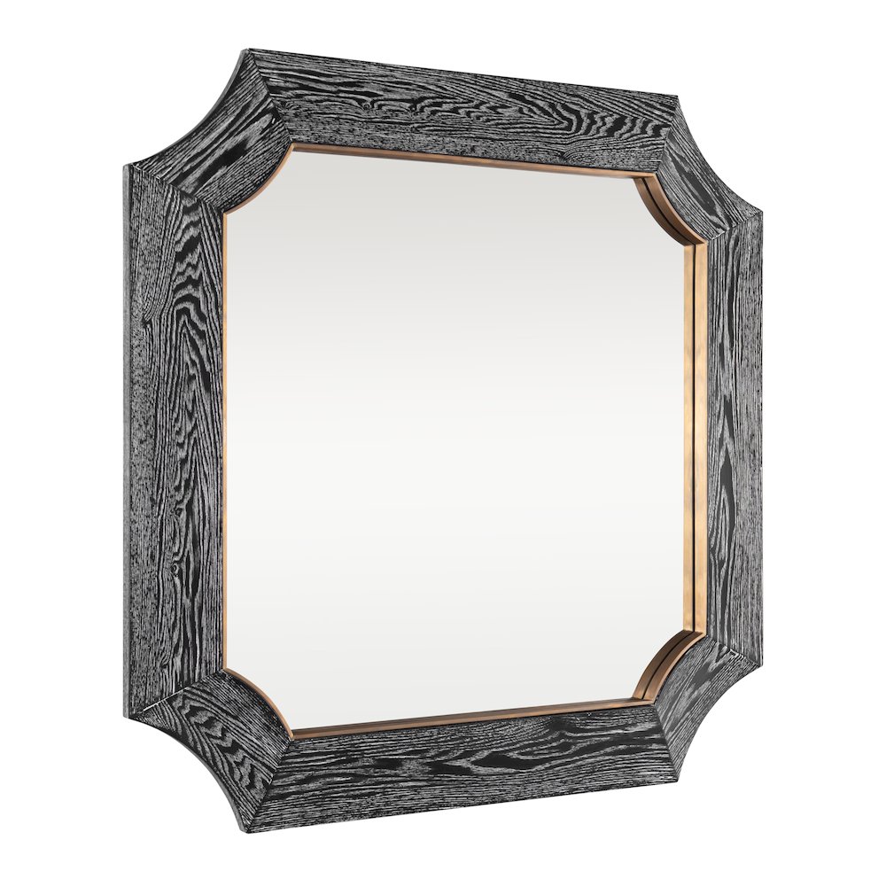 Farra 36x36 Wall Mirror - Cerused Black/Weathered Brass. Picture 2