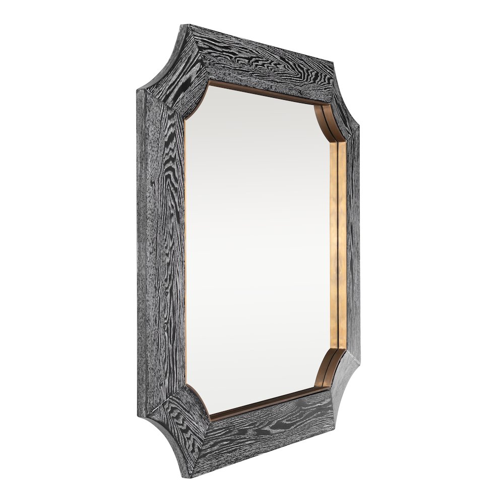 Farra 36x36 Wall Mirror - Cerused Black/Weathered Brass. Picture 3
