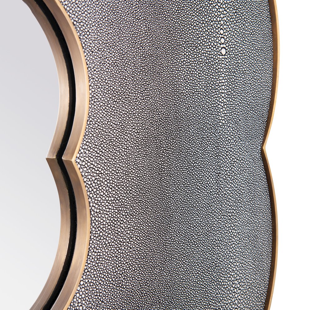 Scallop 36-in Wall Mirror - Gray Shagreen/Weathered Brass. Picture 5