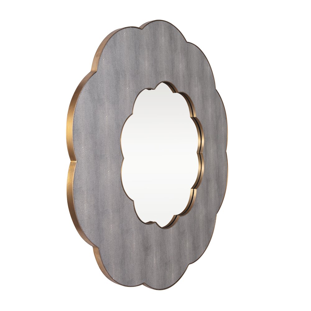 Scallop 54-in Wall Mirror - Gray Shagreen/Weathered Brass. Picture 3