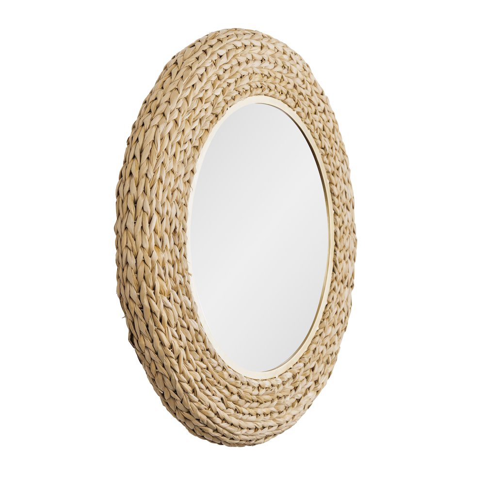 Athena 30-in Round Wall Mirror - French Gold/Natural Seagrass. Picture 2