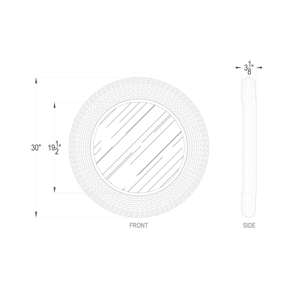 Athena 30-in Round Wall Mirror - French Gold/Natural Seagrass. Picture 5