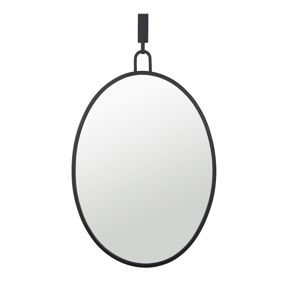 Stopwatch 22x30 Oval Powder Room Mirror - Black. Picture 1
