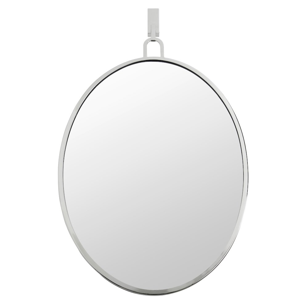 Stopwatch 22x30 Oval Powder Room Mirror - Polished Nickel. Picture 1