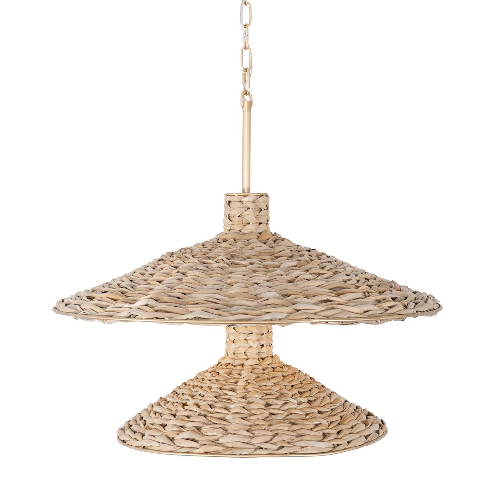 Hilton Head 9-Lt 2-Tier Pendant - French Gold/Natural Seagrass. Picture 1