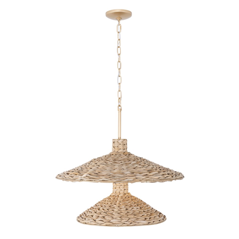 Hilton Head 9-Lt 2-Tier Pendant - French Gold/Natural Seagrass. Picture 2