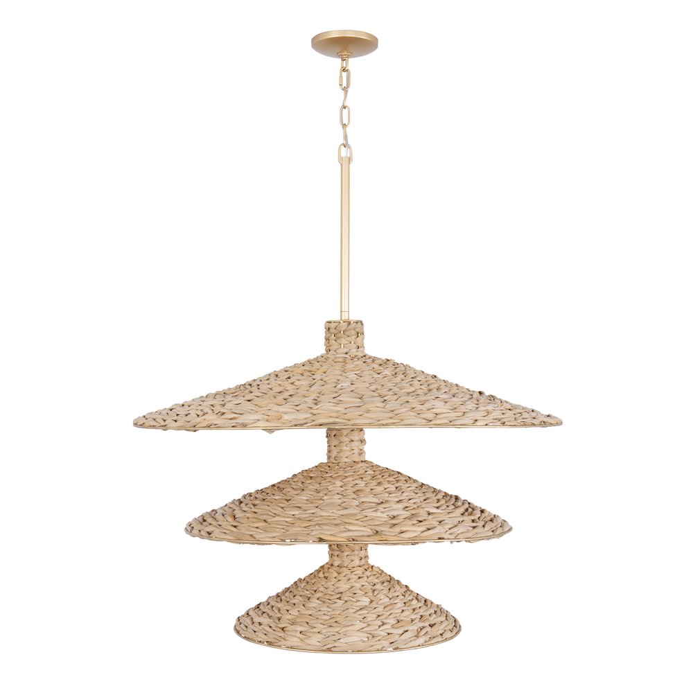 Hilton Head 15-Lt 3-Tier Pendant - French Gold/Natural Seagrass. Picture 2