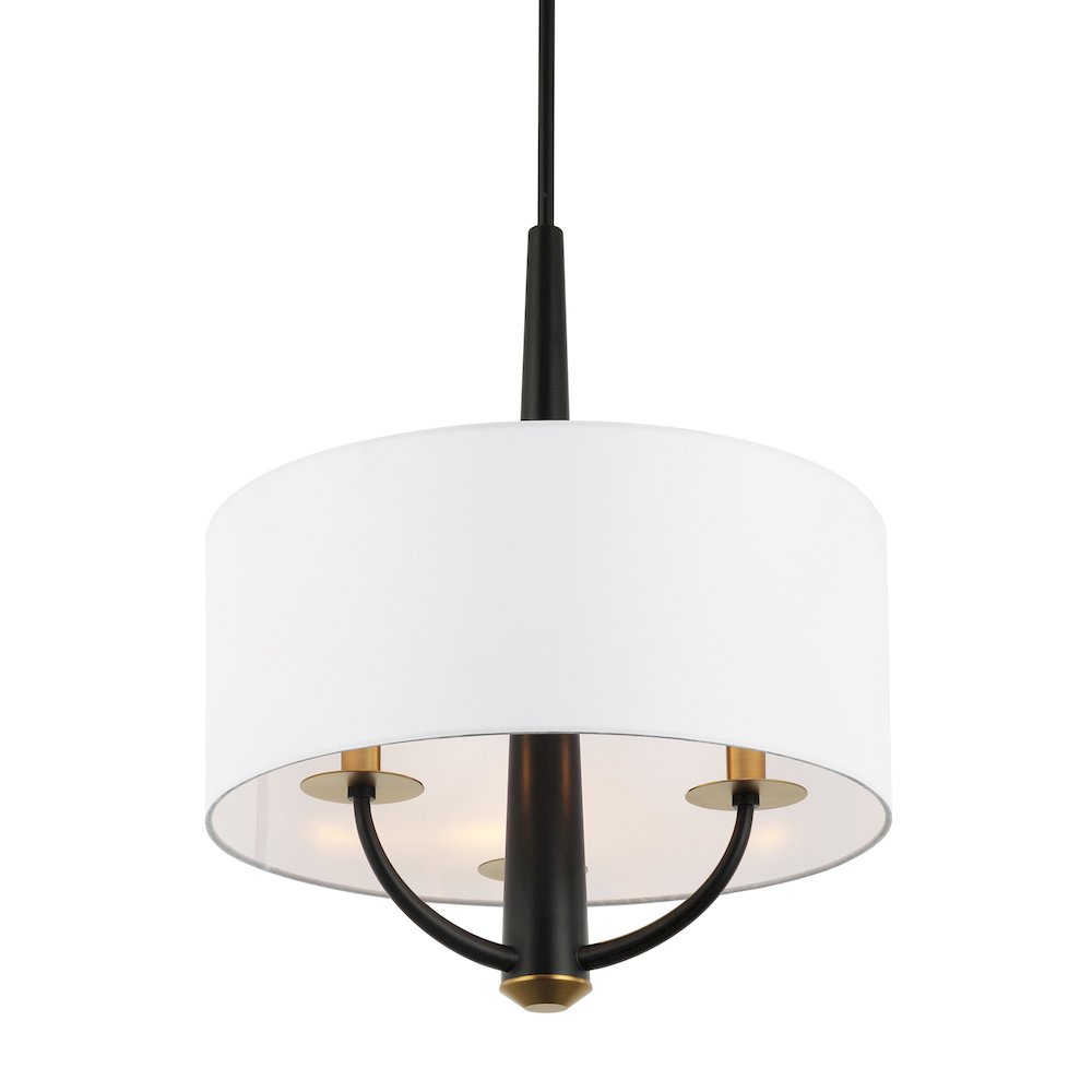 Patchwork 3-Lt Pendant - Black/Satin Brass. Picture 5