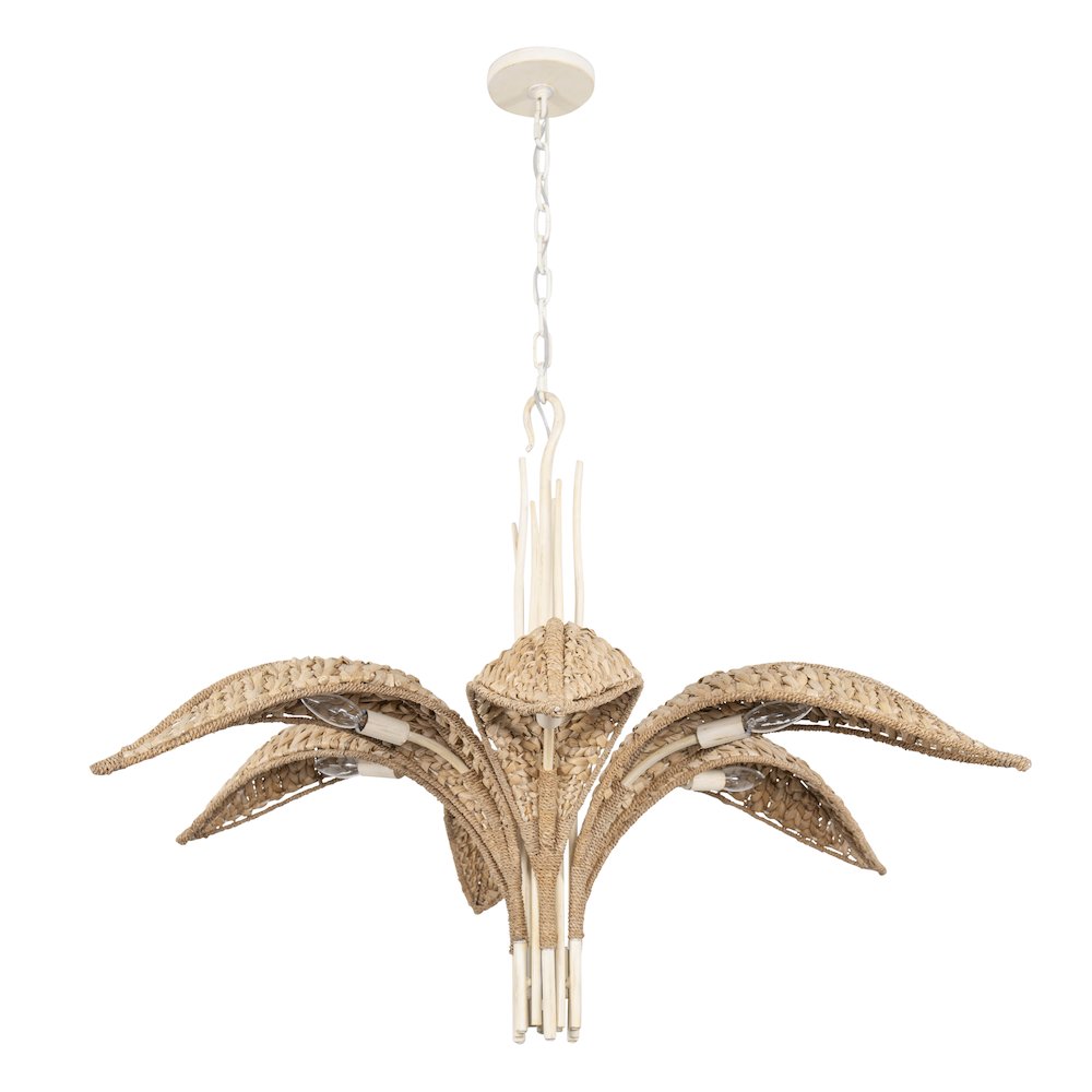 Century Palm 6-Lt Chandelier - Country White. Picture 3