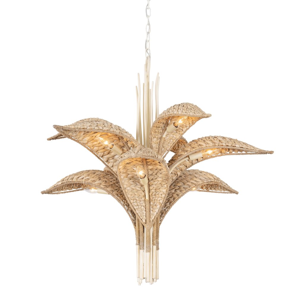 Century Palm 9-Lt 3-Tier Chandelier - Country White. Picture 1