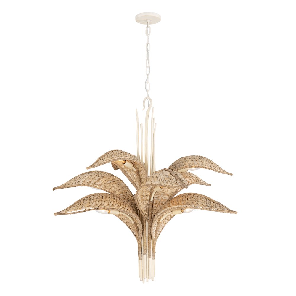 Century Palm 9-Lt 3-Tier Chandelier - Country White. Picture 2