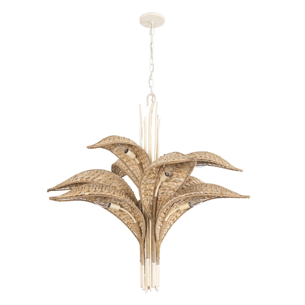 Century Palm 9-Lt 3-Tier Chandelier - Country White. Picture 4