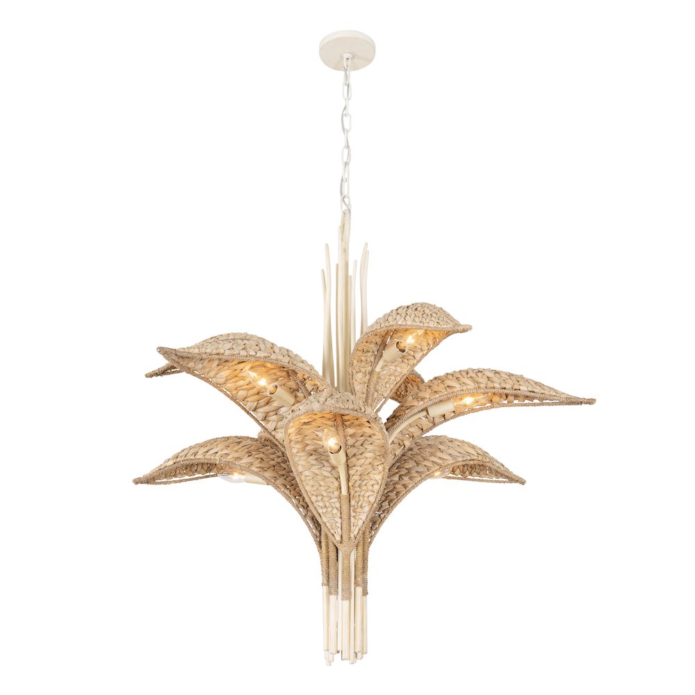 Century Palm 9-Lt 3-Tier Chandelier - Country White. Picture 5