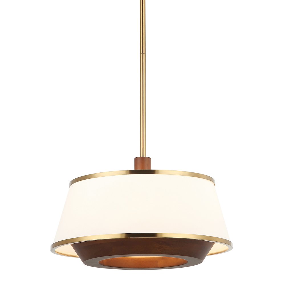 Desert Flyer 3-Lt Convertible Pendant/Semi-Flush - Satin Brass/Medium Walnut. Picture 1