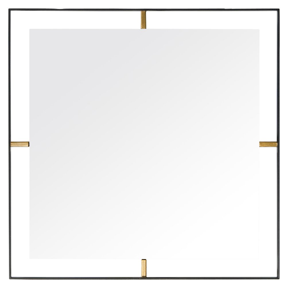 Framed 20-In Square Wall Mirror - Black. Picture 1