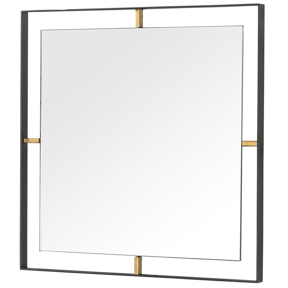 Framed 20-In Square Wall Mirror - Black. Picture 2