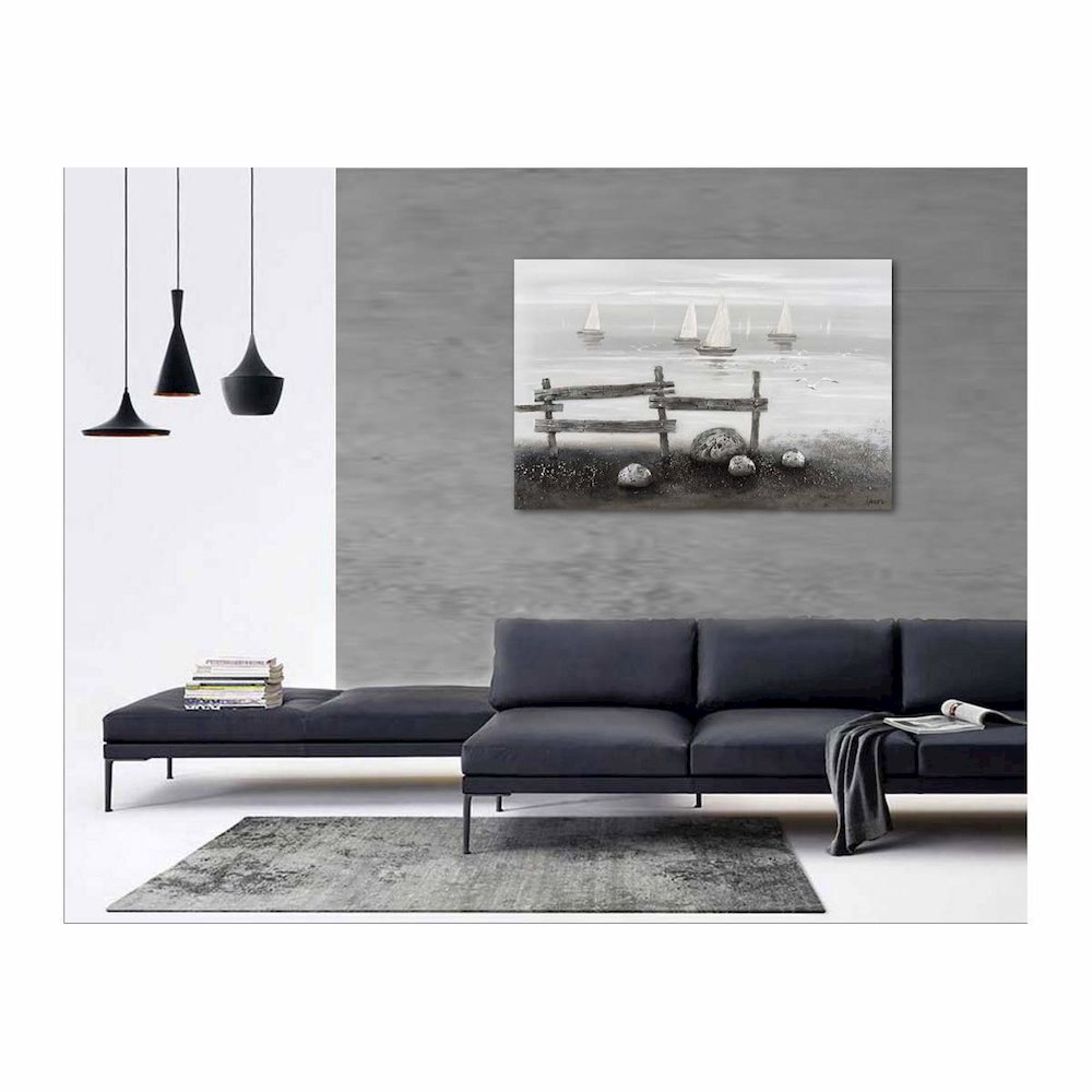 Mixed Media Beach Scene with Aluminum Accents Wall Art. Picture 4