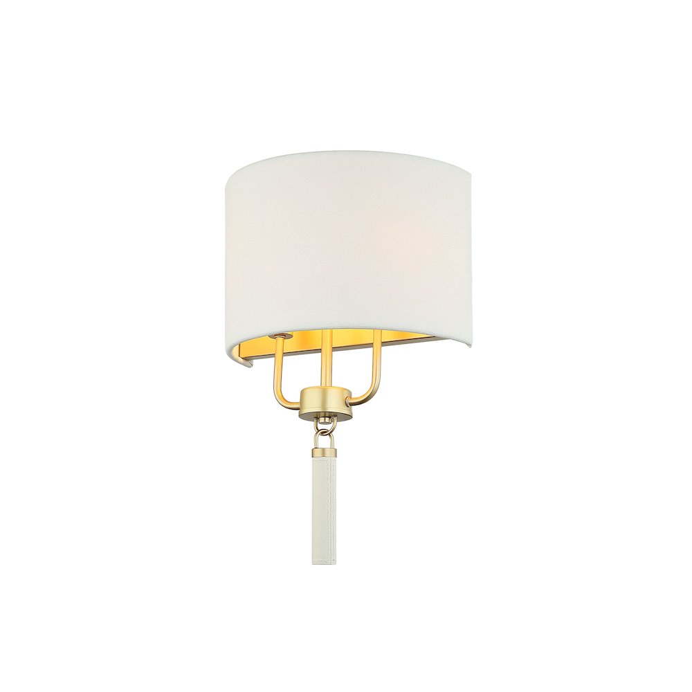 Secret Agent 2-Lt Sconce - Painted Gold/White Leather. Picture 2