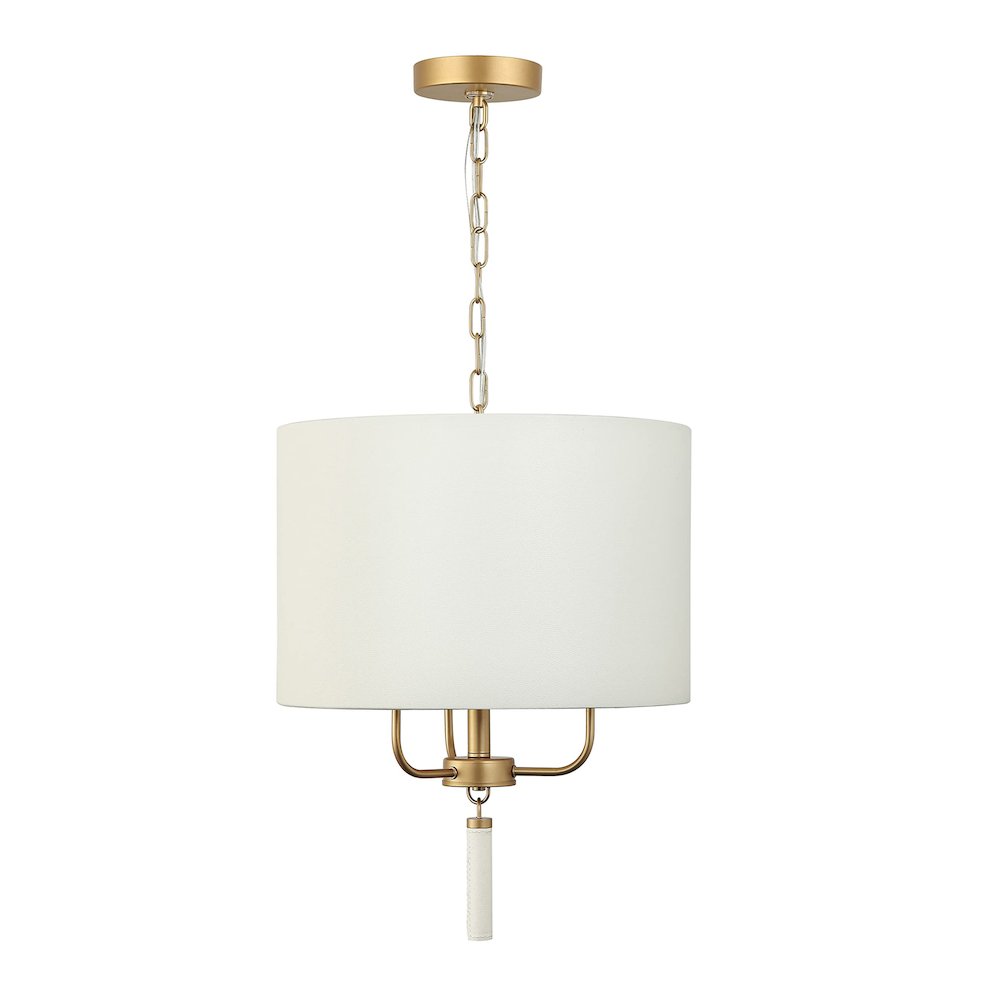 Secret Agent 3-Lt Pendant - Painted Gold/White Leather. Picture 1