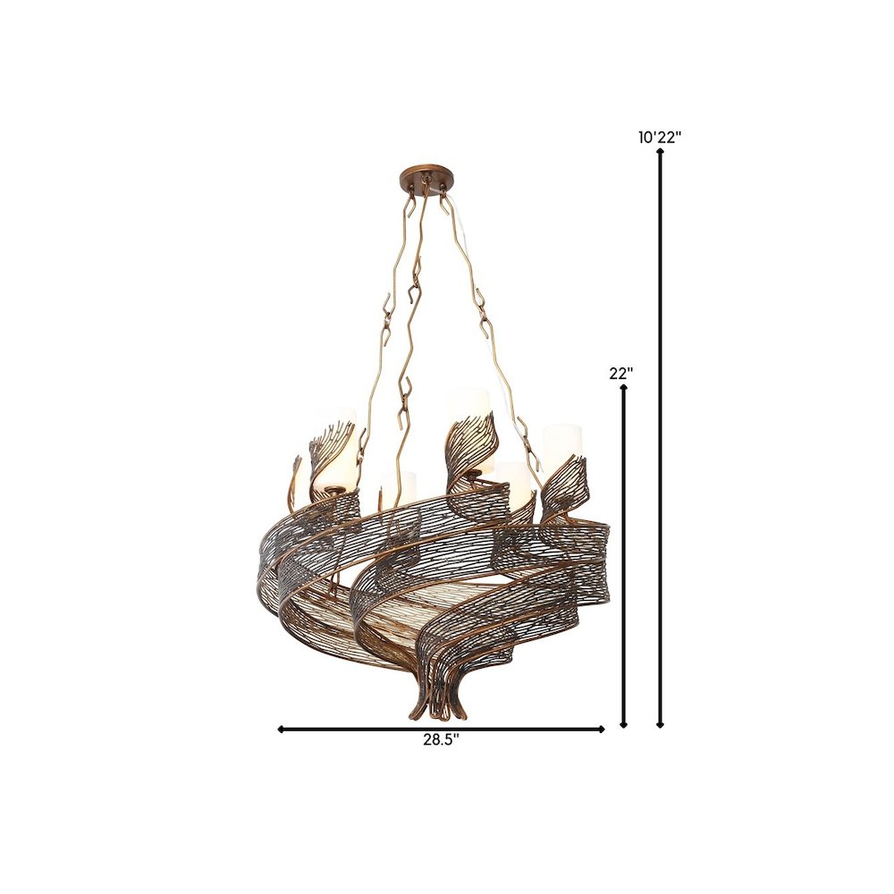 Flow 6-Lt Chandelier - Hammered Ore. Picture 3