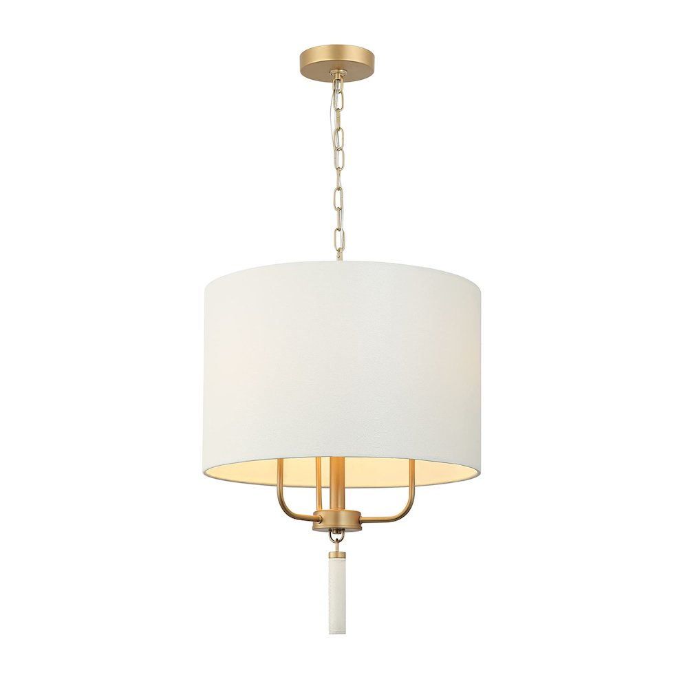 Secret Agent 3-Lt Pendant - Painted Gold/White Leather. Picture 2