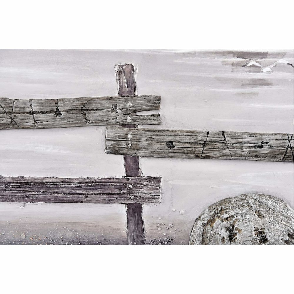 Mixed Media Beach Scene with Aluminum Accents Wall Art. Picture 3