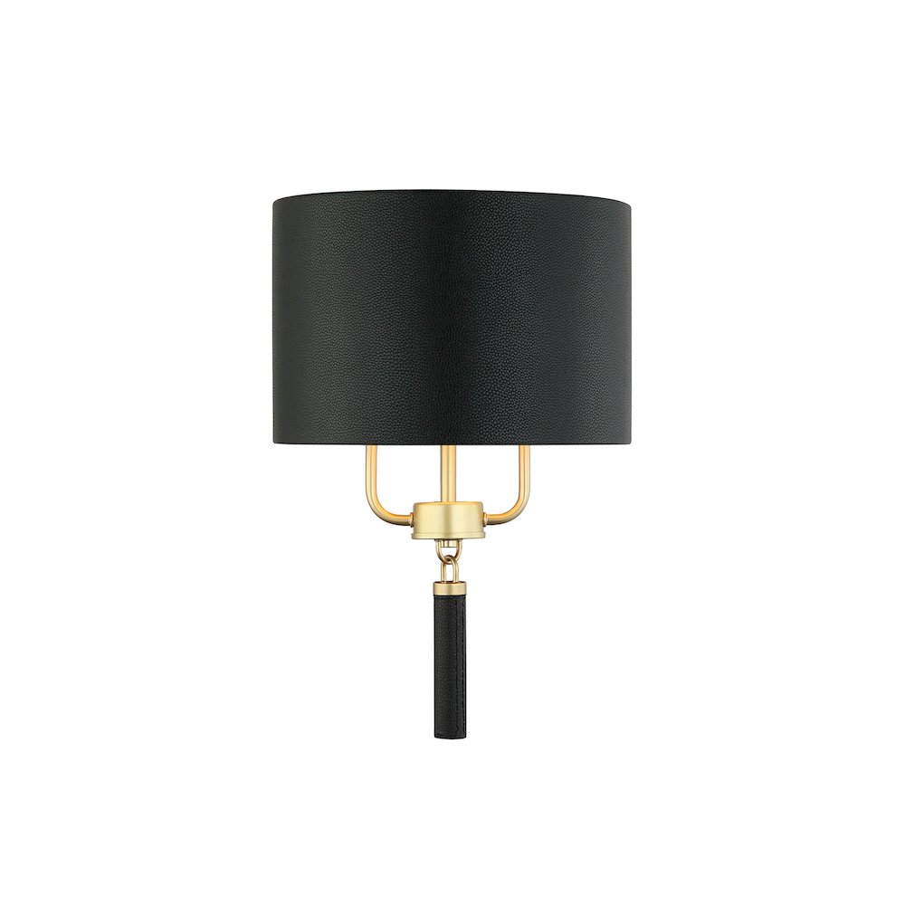 Secret Agent 2-Lt Sconce - Painted Gold/Black Leather. Picture 1