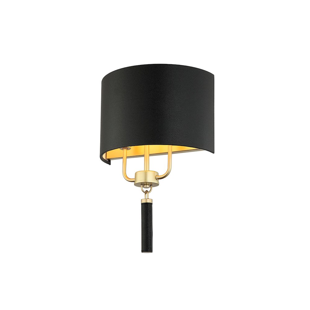 Secret Agent 2-Lt Sconce - Painted Gold/Black Leather. Picture 2