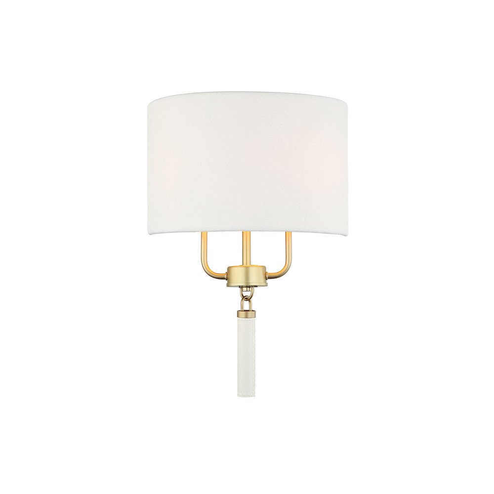 Secret Agent 2-Lt Sconce - Painted Gold/White Leather. Picture 1