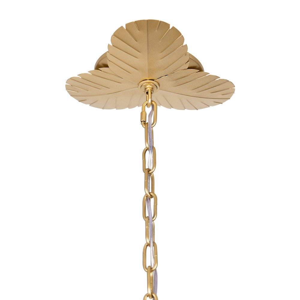 Banana Leaf 6-Lt Chandelier - French Gold/Natural Seagrass. Picture 5