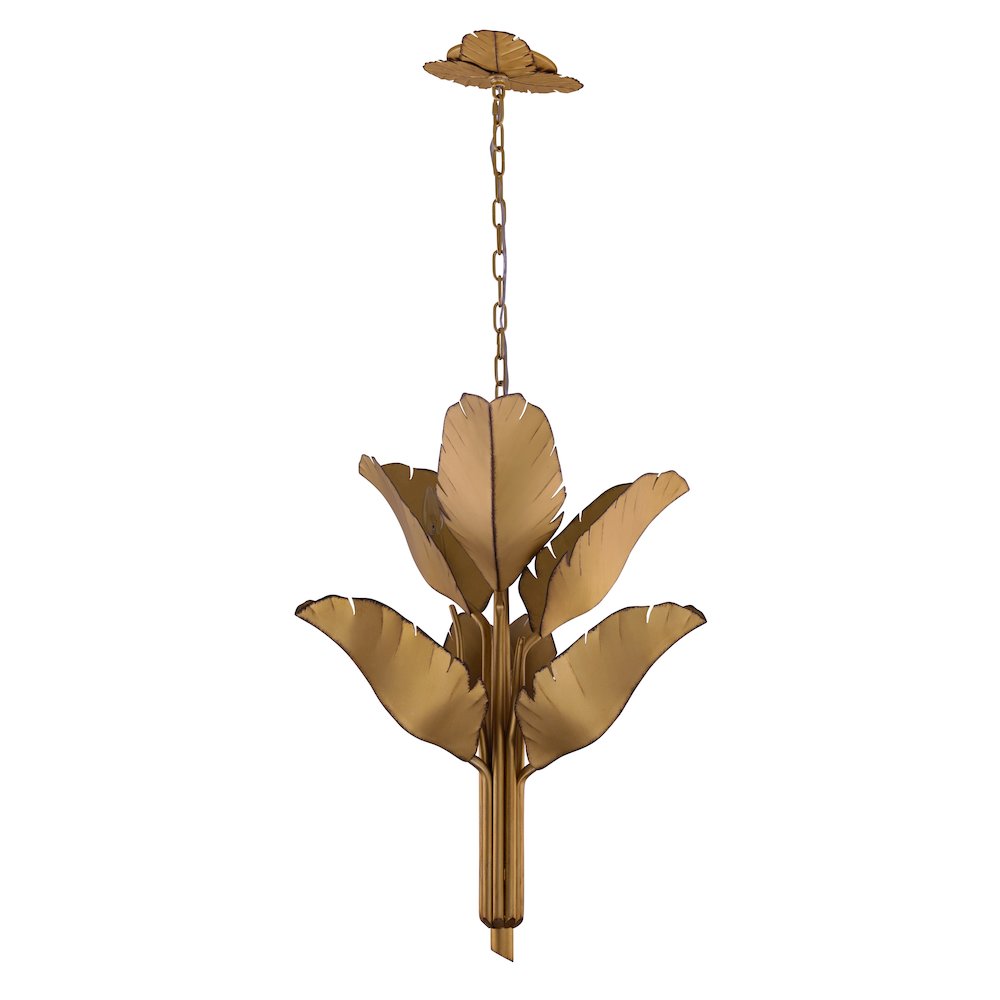 Banana Leaf 6-Lt Chandelier - Gold. Picture 2