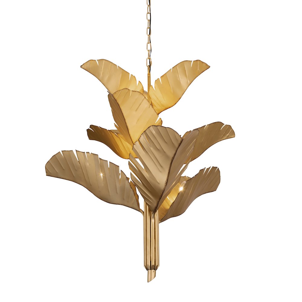 Banana Leaf 9-Lt Chandelier - Gold. Picture 1