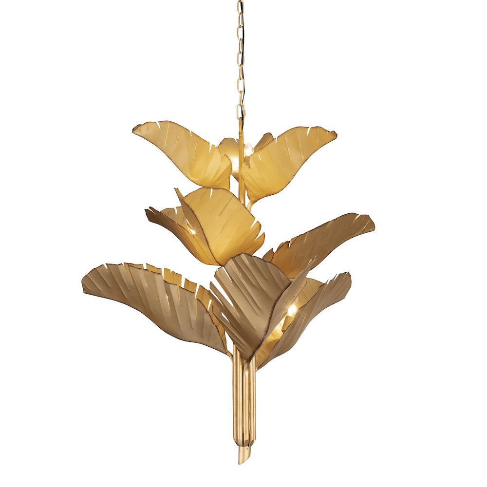 Banana Leaf 9-Lt Chandelier - Gold. Picture 2