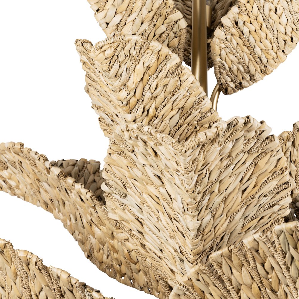 Banana Leaf 12-Lt Chandelier - French Gold/Natural Seagrass. Picture 3
