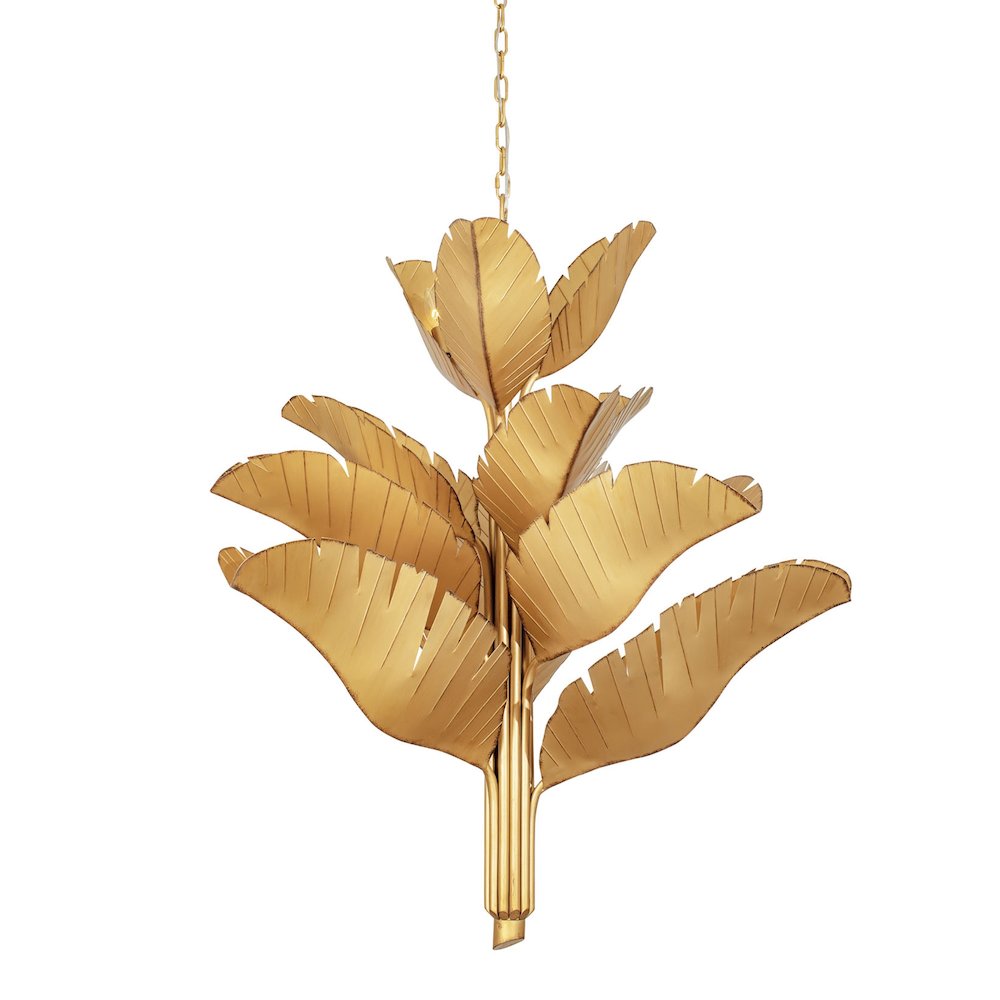 Banana Leaf 12-Lt Chandelier - Gold. Picture 1