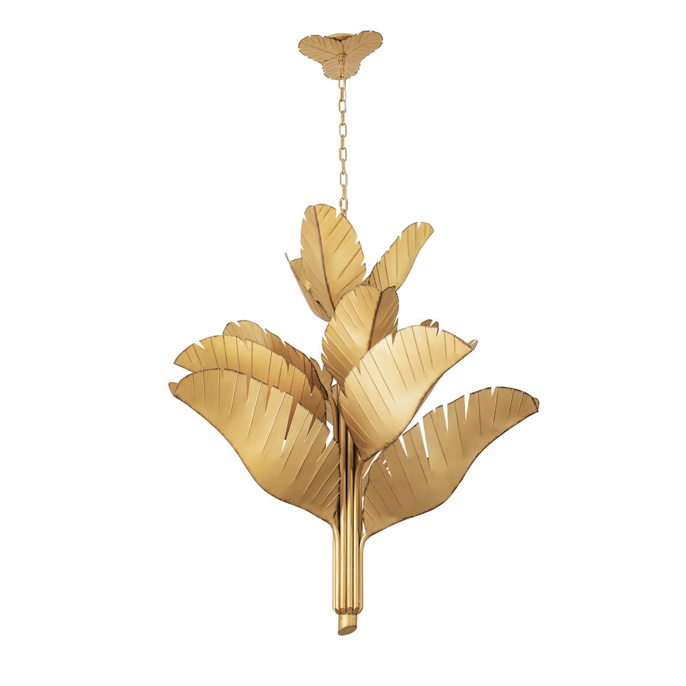 Banana Leaf 12-Lt Chandelier - Gold. Picture 2