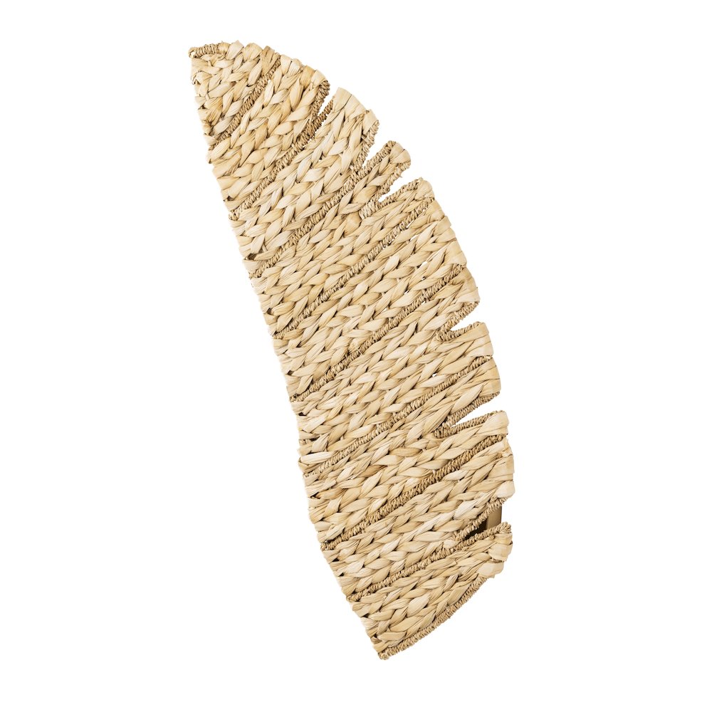 Banana Leaf 3-Lt Sconce - French Gold/Natural Seagrass. Picture 3