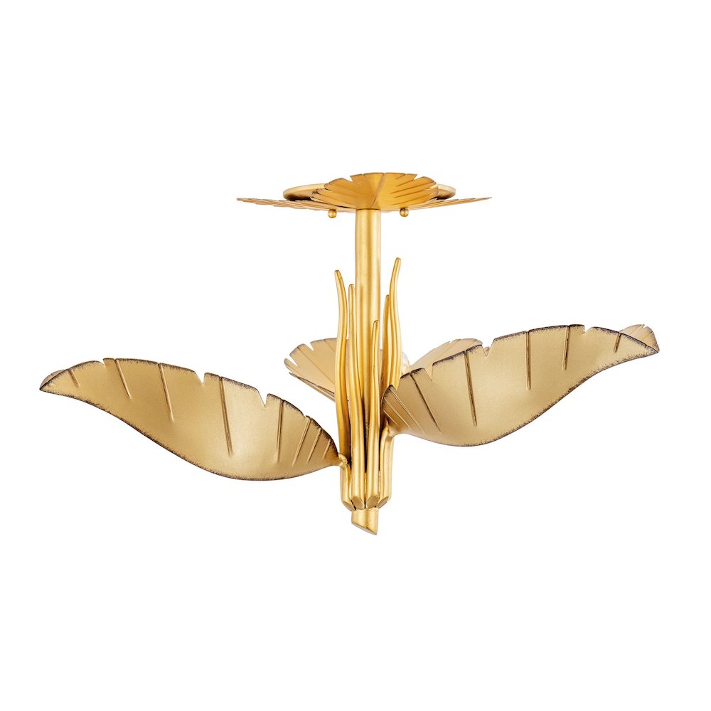 Banana Leaf 3-Lt Semi-Flush - Gold/Dark Edging. Picture 2