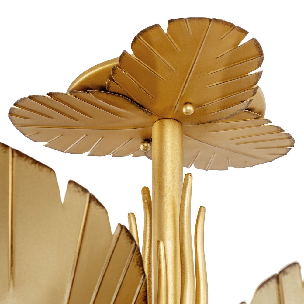 Banana Leaf 3-Lt Semi-Flush - Gold/Dark Edging. Picture 4