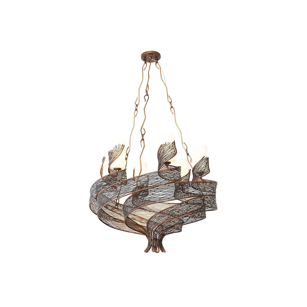 Flow 6-Lt Chandelier - Hammered Ore. Picture 1