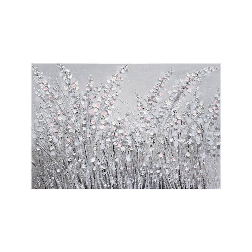 Pampas Pink, White and Grey Abstract Floral Wall Art. Picture 1