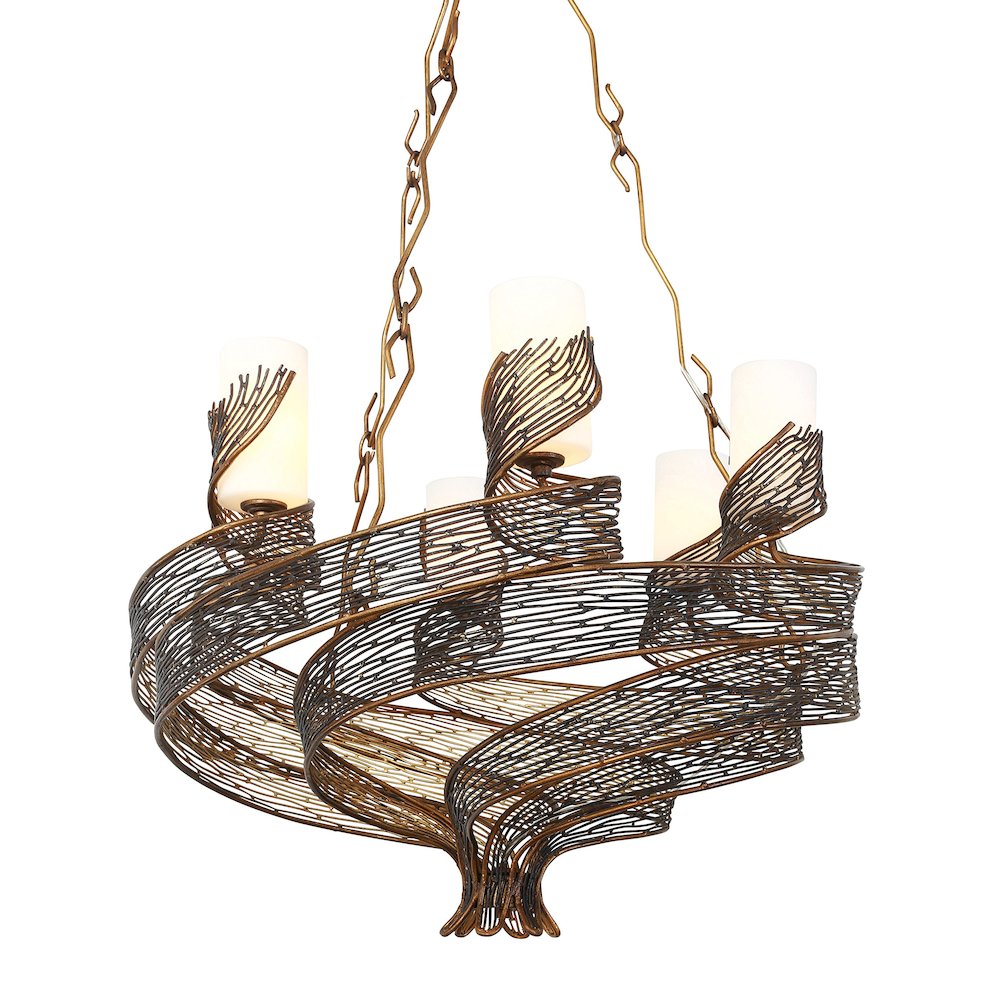 Flow 6-Lt Chandelier - Hammered Ore. Picture 5