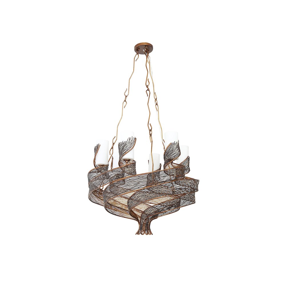 Flow 6-Lt Chandelier - Hammered Ore. Picture 6