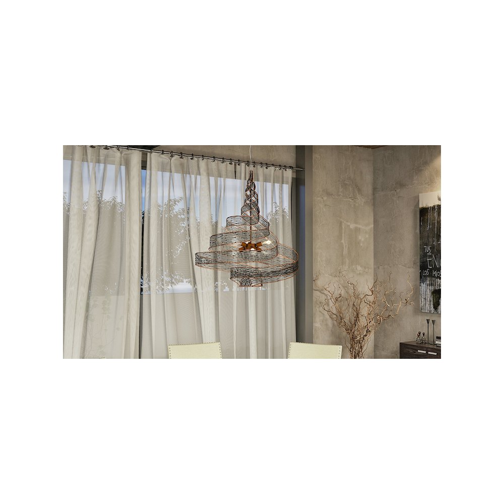 Flow 6-Lt Chandelier - Hammered Ore. Picture 7