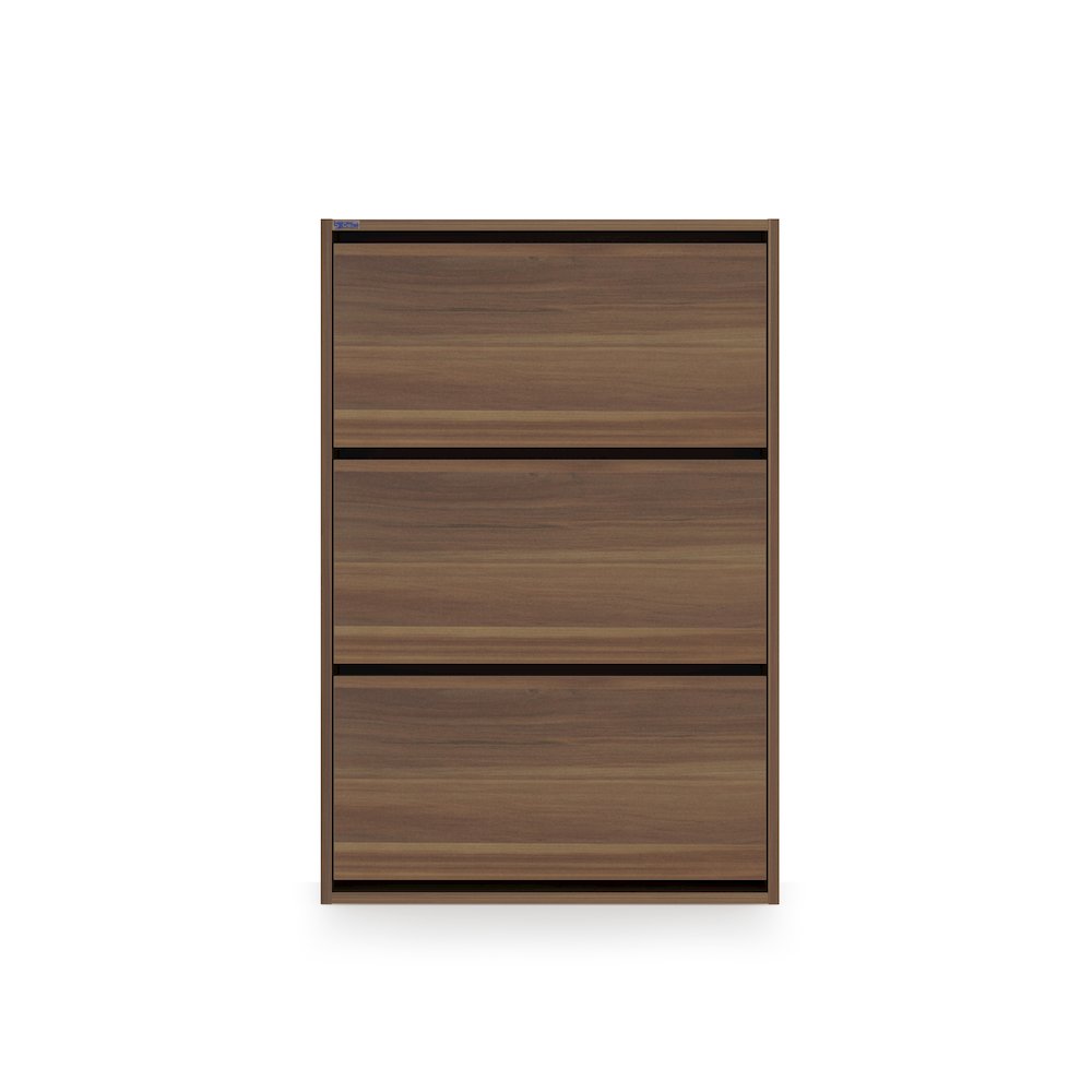3-Tier Wooden Shoe Cabinet in Walnut. Picture 3