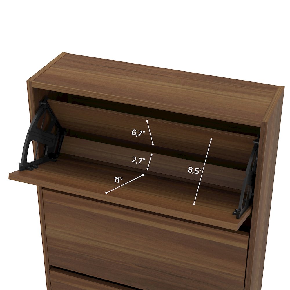3-Tier Wooden Shoe Cabinet in Walnut. Picture 11