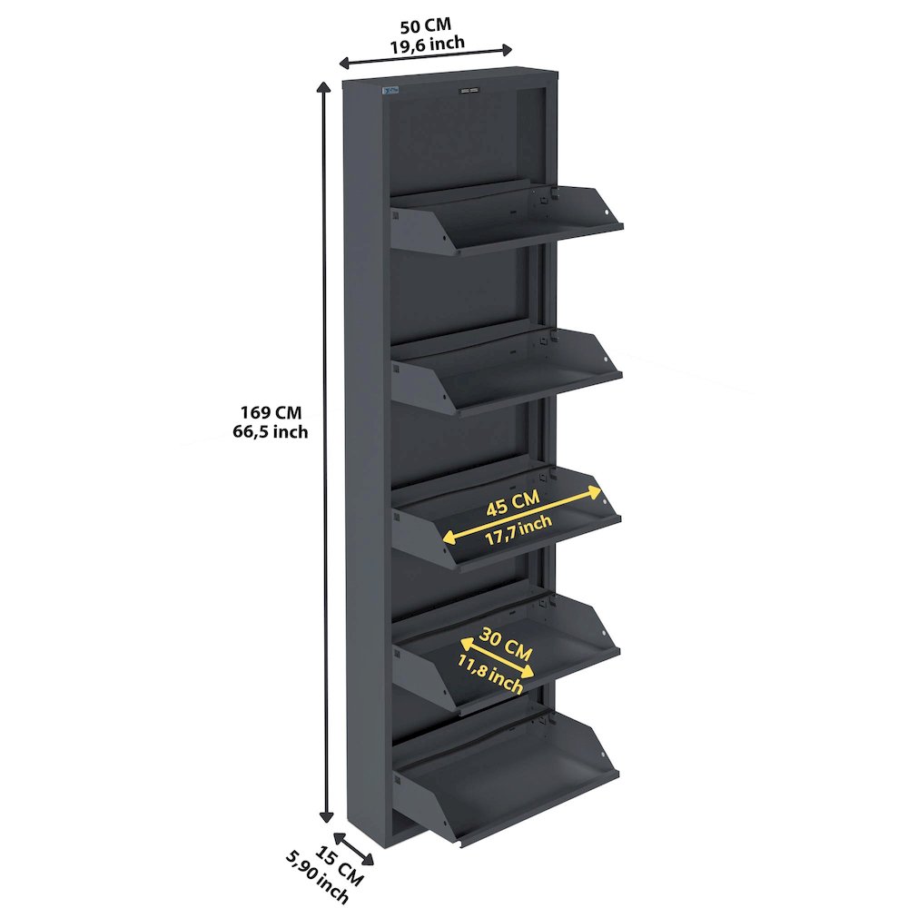 Antibacterial 5 Tier metal shoe cabinet without holes. Picture 4