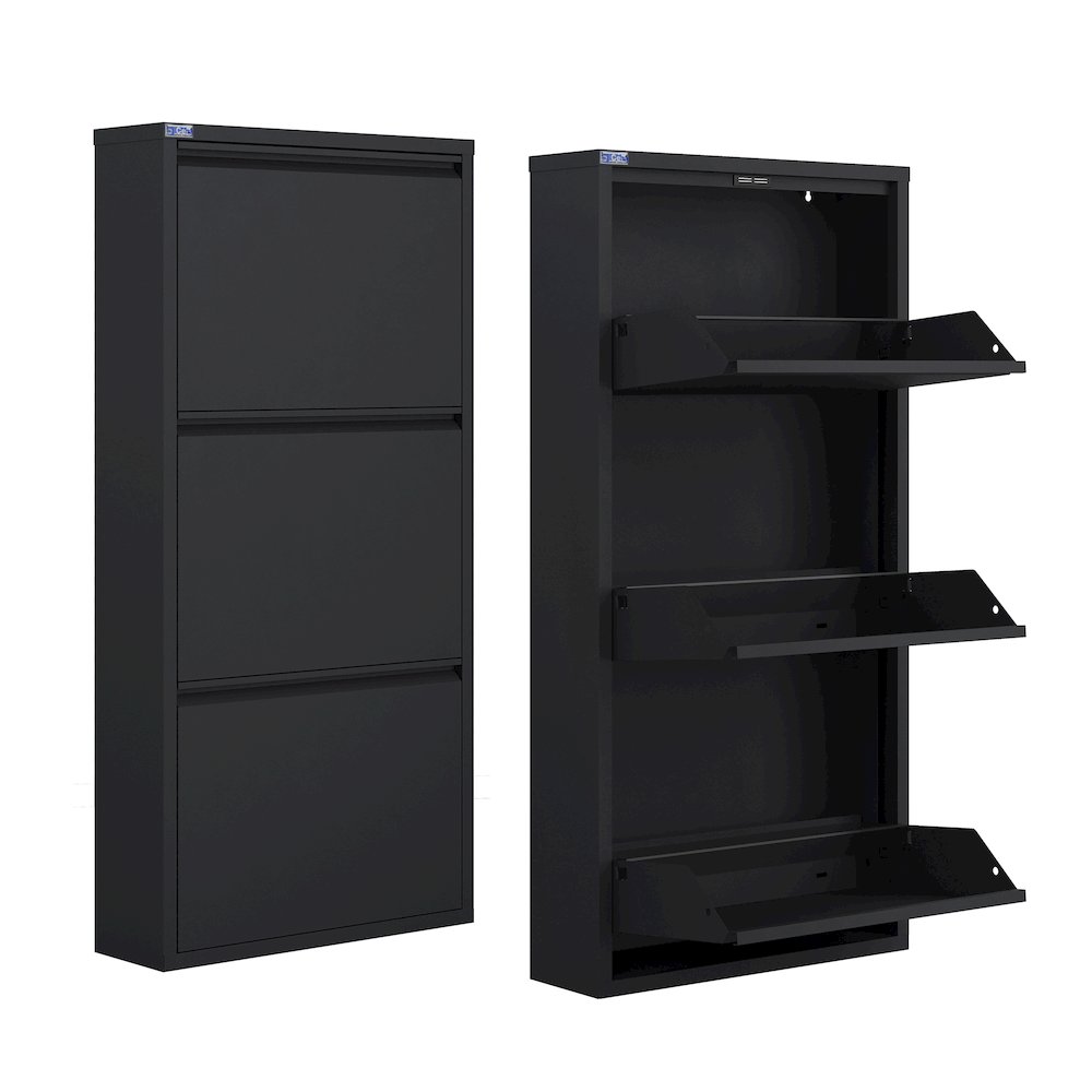 Antibacterial 3 Tier metal shoe cabinet without holes. Picture 1