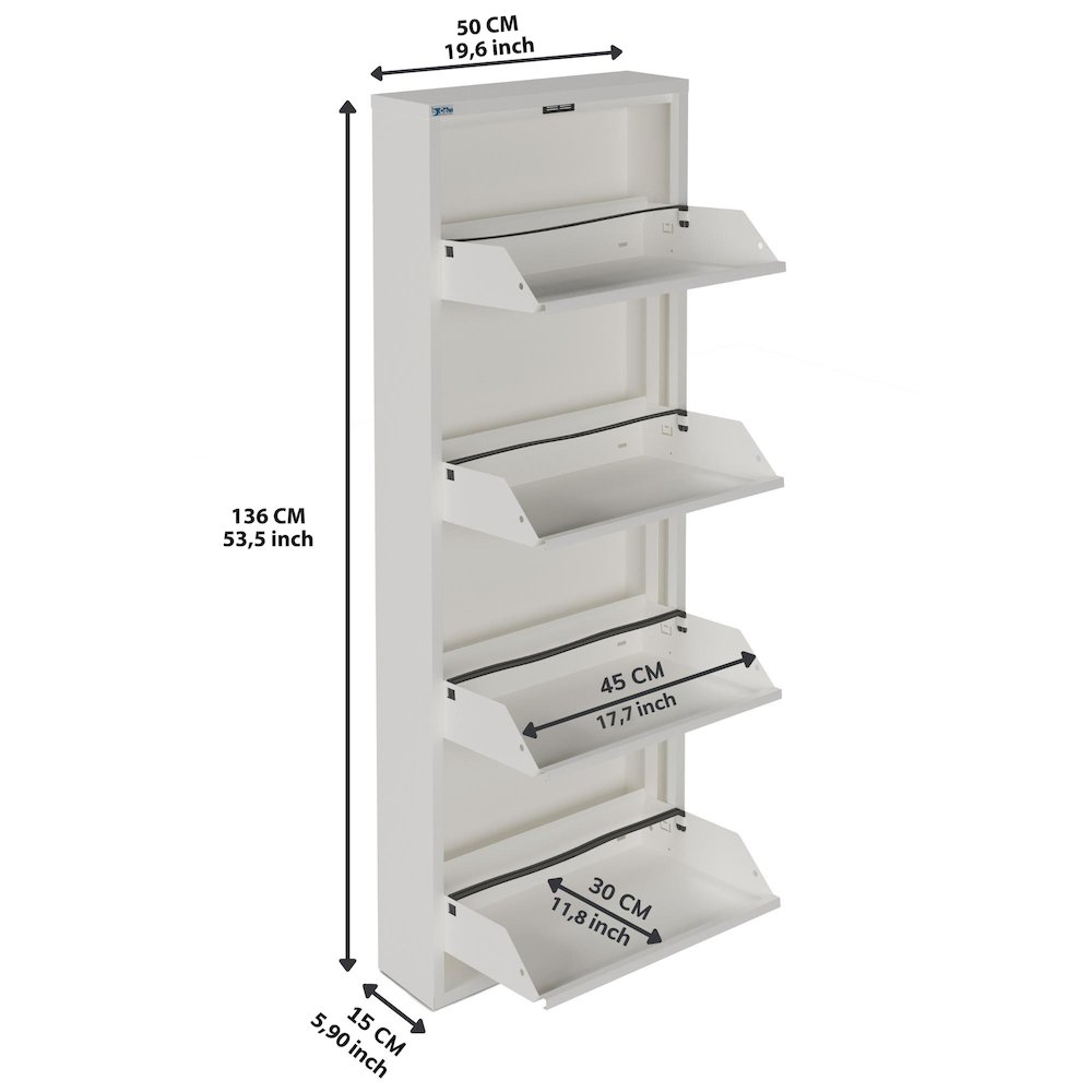 Antibacterial 4 Tier metal shoe cabinet without holes. Picture 4