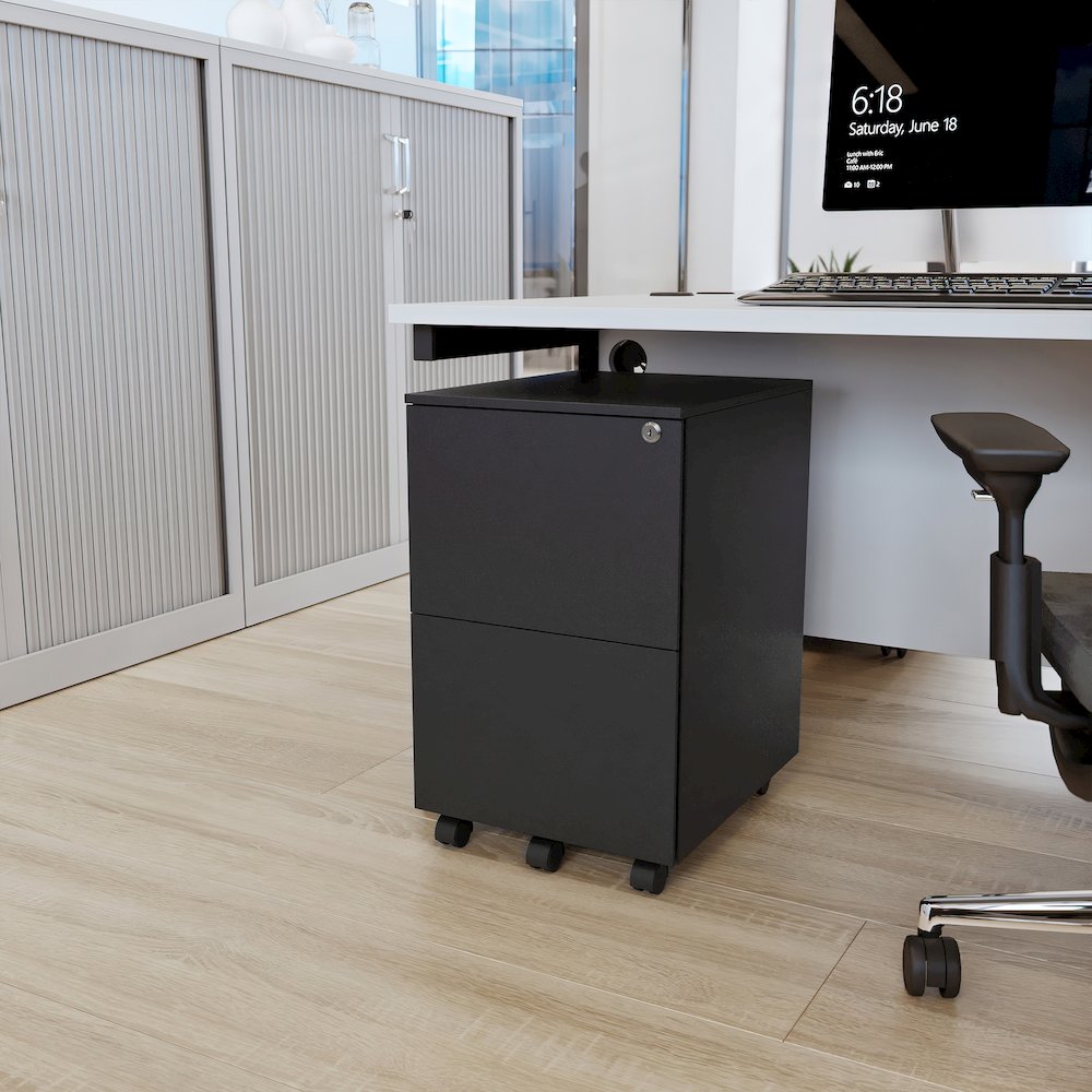 Ceha 2 Drawer Mobile File Cabinet with Lock. Picture 2